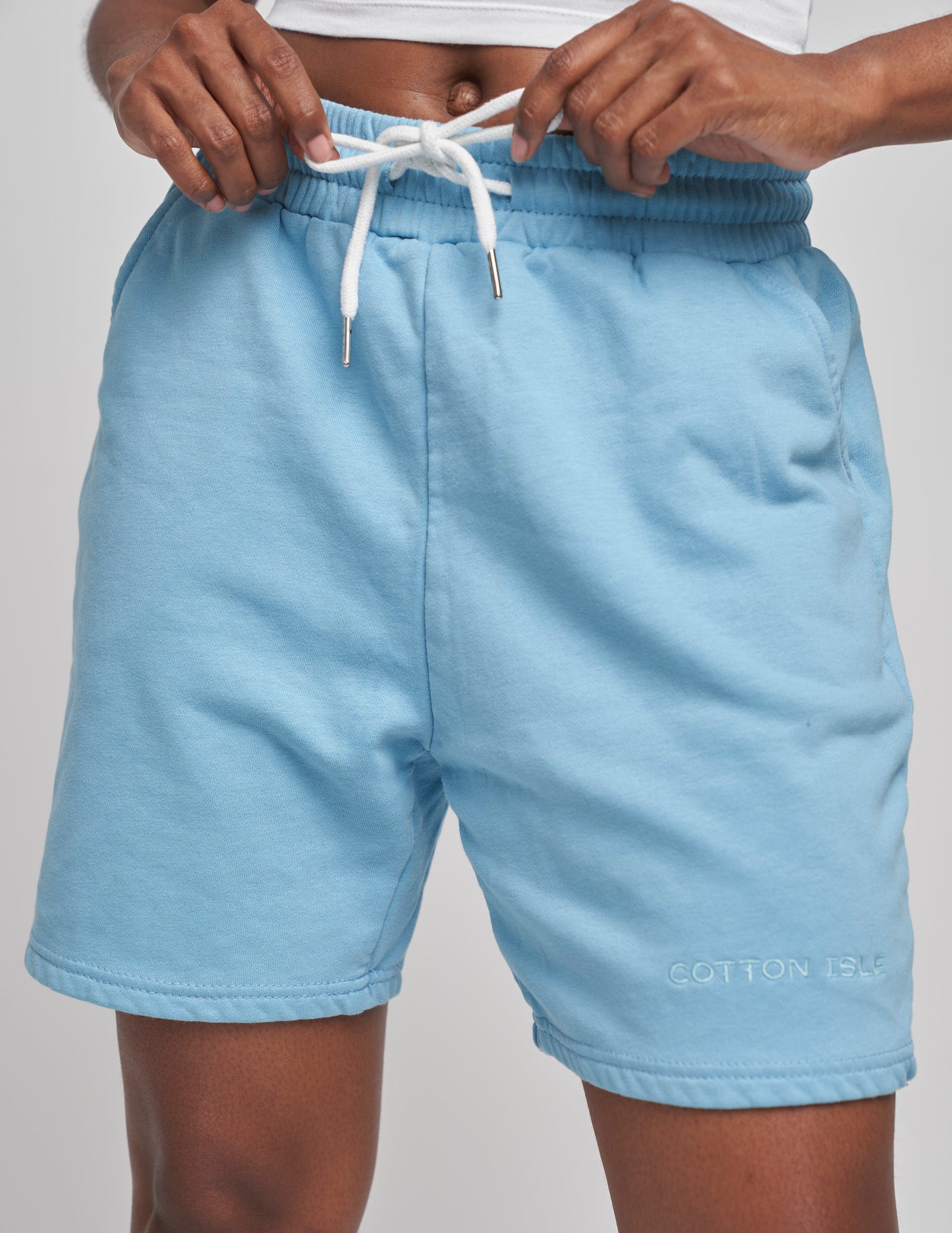 Women's Drawstring Sweatshorts- Sky