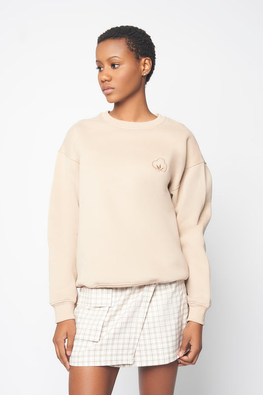 Women's Crewneck Sweatshirt- Sand