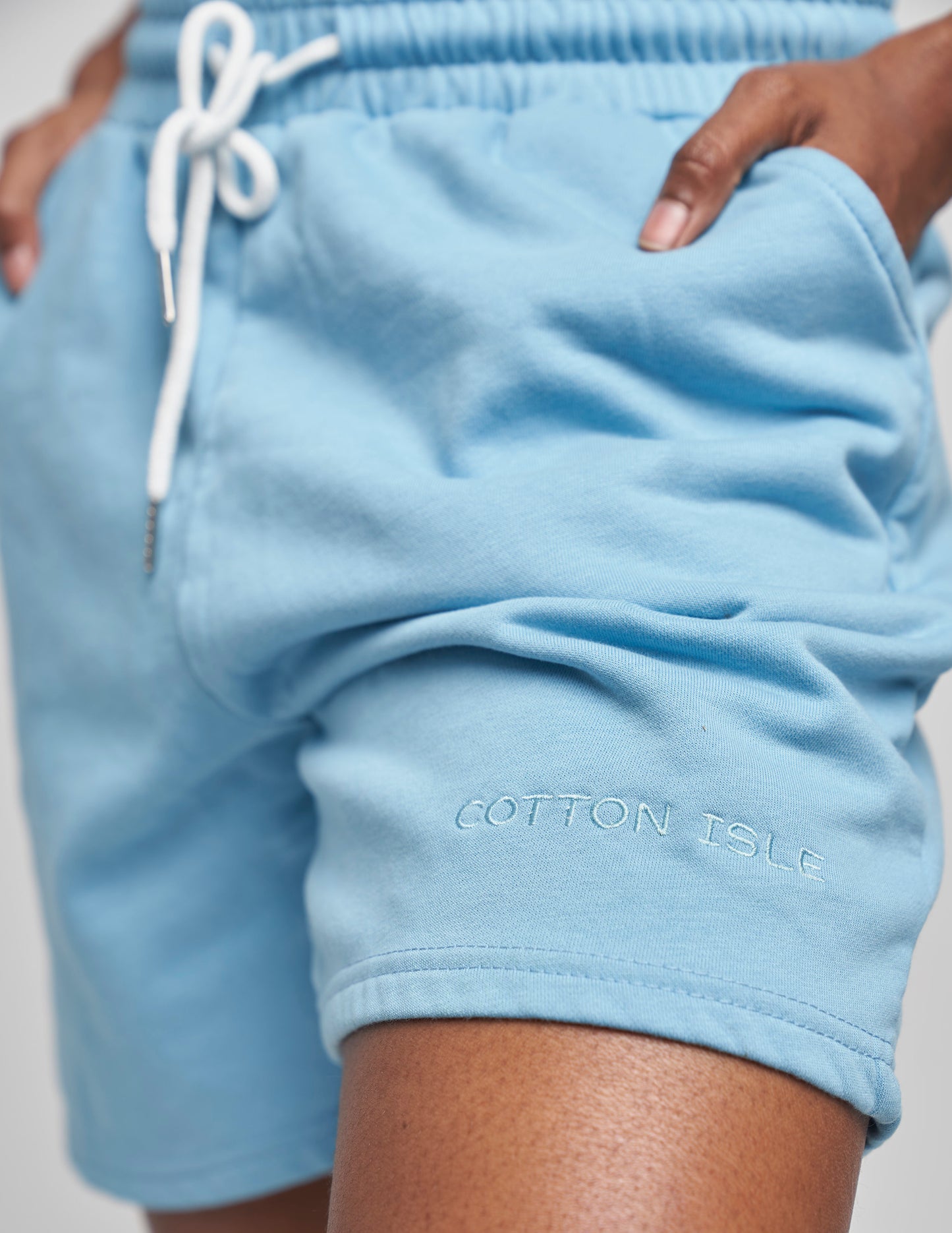 Women's Drawstring  Sweatshorts- Sky